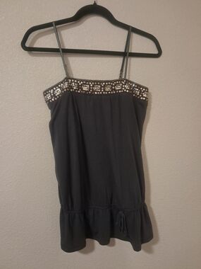 Xhilaration Grey Tank with Bronze Sequin Accents